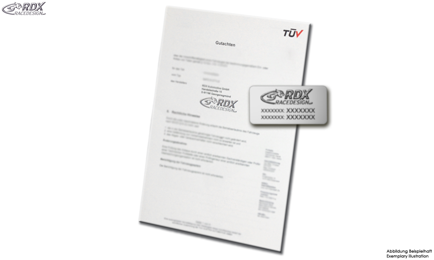 Gutachten & Kennzeichnung für RDX Produkt: RDCL001
