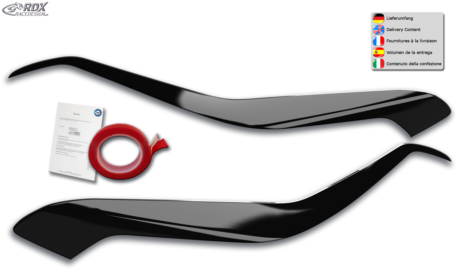 RDX Headlight covers for KIA Sportage QL / QLE 2015-2022 black highgloss Light Brows